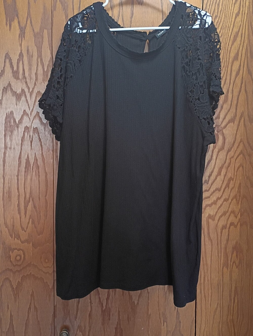 Torrid Black Lace Shoulder Short Sleeve Women's Top